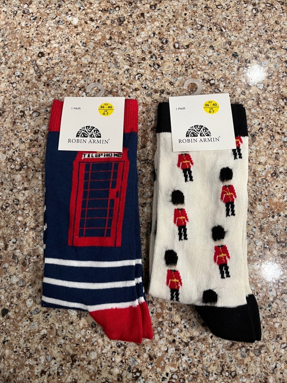 Robin Armin Women's Novelty Sock Duo - Navy Telephone Box & Cream Guard